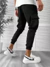 Pantaloni de trening cargo, negri, conici 12960