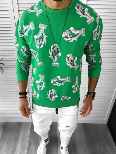 Bluza barbati cu imprimeu verde K410 27-4.3