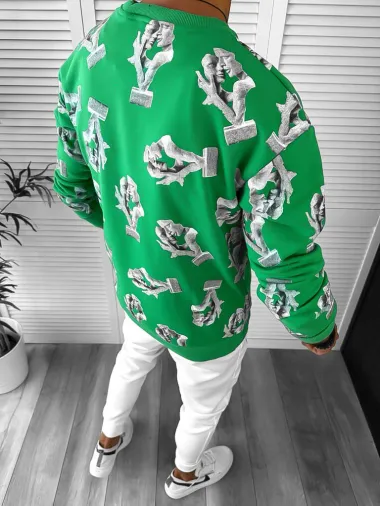 Bluza barbati cu imprimeu verde K410 27-4.3
