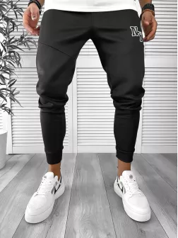 Pantaloni de trening negri, conici, silon 12347 23