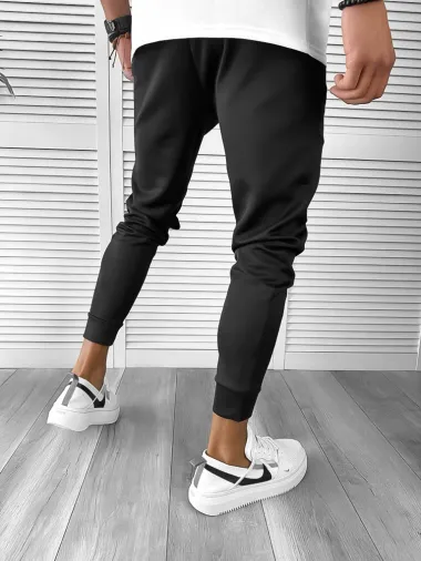 Pantaloni de trening negri, conici, silon 12347 23