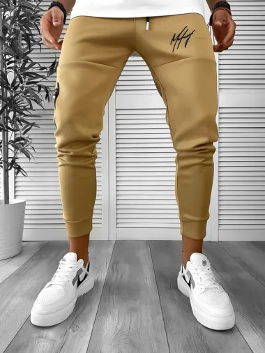 Pantaloni de trening maro, silon, conici 12378 37-3