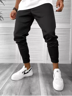 Pantaloni de trening negru, silon, conici 12930