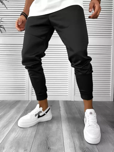 Pantaloni de trening negru, silon, conici 12930