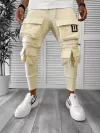 Pantaloni de trening cargo, bej , conici Y090 17-4