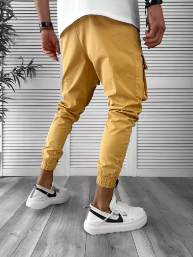 Pantaloni de trening cargo, crem, conici Y103 40-1