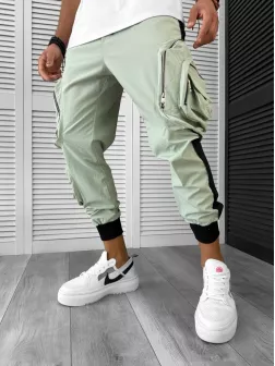 Pantaloni de trening cargo, verzi, conici Y512 14-4