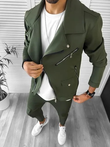 Trening barbati slim fit kaki 1018 82-3