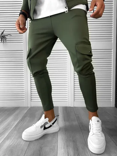 Trening barbati slim fit kaki 1018 82-3