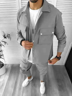 Trening barbati slim fit gri 6050 P19-2.2 Trening barbati slim fit gri 6050 P19-2.2