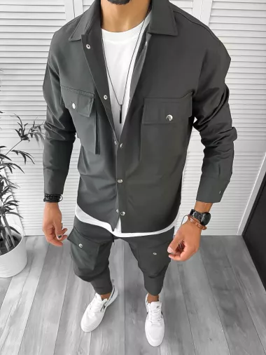 Trening barbati slim fit kaki 6050 2-6.3