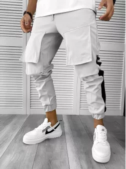 Pantaloni de trening cargo, gri, conici Y359 20-3