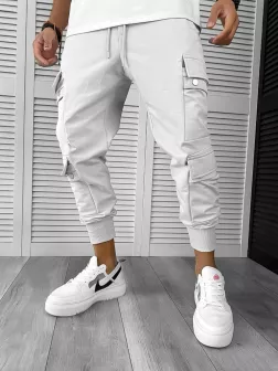 Pantaloni de trening cargo, gri, conici y302 O6-4.2