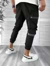 Pantaloni de trening cargo, negri, conici 12507