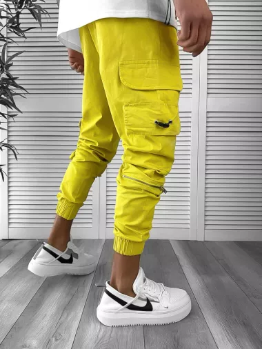 Pantaloni de trening cargo, mustar, conici Y101 P20-4.3