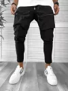 Pantaloni de trening cargo, negri, conici 12510