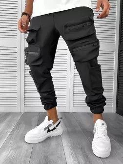 Pantaloni de trening cargo, negri, conici Y100 23-4.3 Pantaloni de trening cargo, negri, conici Y100 23-4.3