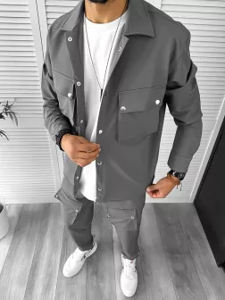 Trening barbati slim fit gri inchis 6050 D9-3