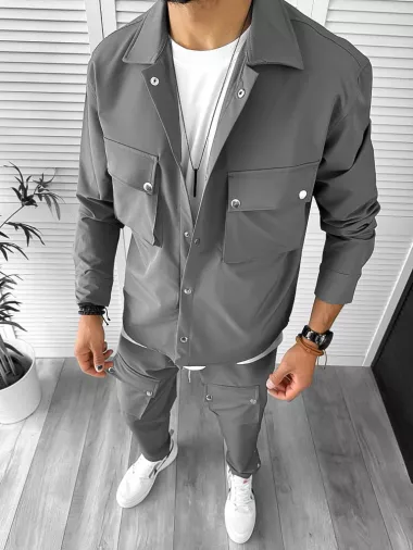 Trening barbati slim fit gri inchis 6050 D9-3