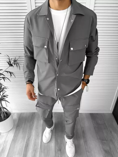 Trening barbati slim fit gri inchis 6050 D9-3