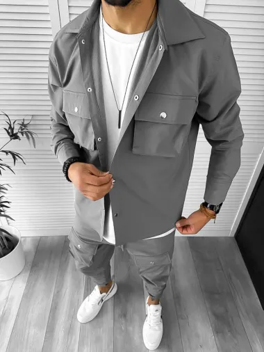 Trening barbati slim fit gri inchis 6049 O1-4.3