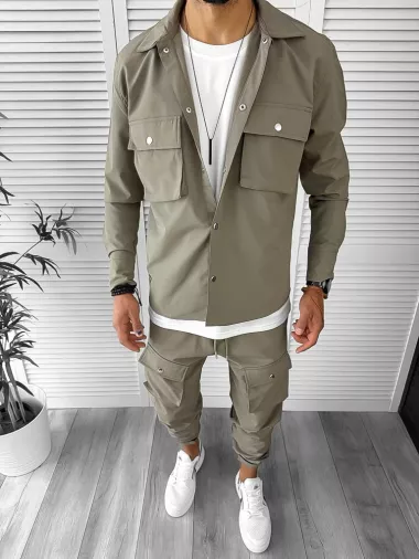 Trening barbati slim fit kaki 6049 44-5