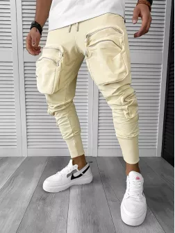 Pantaloni de trening cargo, bej, conici Y248 33-2.2