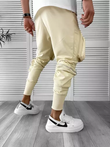Pantaloni de trening cargo, bej, conici Y248 P18-5.1
