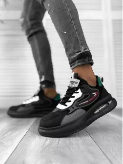 Adidasi barbati negri cu rosu A70 N8-1 Adidasi barbati negri cu rosu A70 N8-1