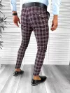 Pantaloni barbati eleganti grena in carouri B1626 F7-5 