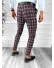 Pantaloni barbati eleganti grena in carouri B1626 F7-5 