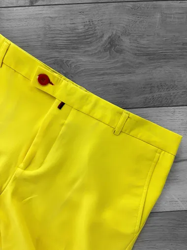 Pantaloni barbati eleganti regular fit galbeni B1734 F6 U4-1