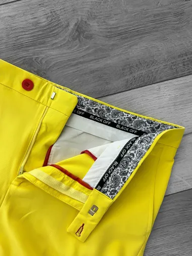 Pantaloni barbati eleganti regular fit galbeni B1734 F6 U4-1