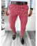 Pantaloni barbati eleganti rosii in carouri B1855 U3