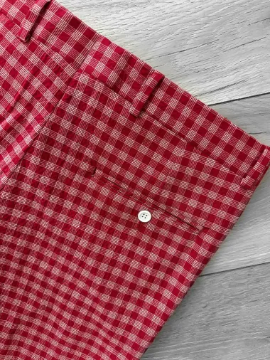 Pantaloni barbati eleganti rosii in carouri B1855 U3
