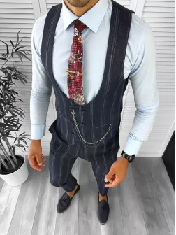 Compleu barbati Vesta + Pantaloni bleumarin inchis B5517 X4