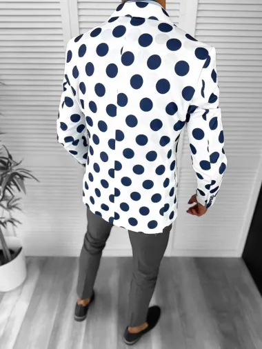 Sacou barbati slim fit cu buline bleumarin 637 87-5