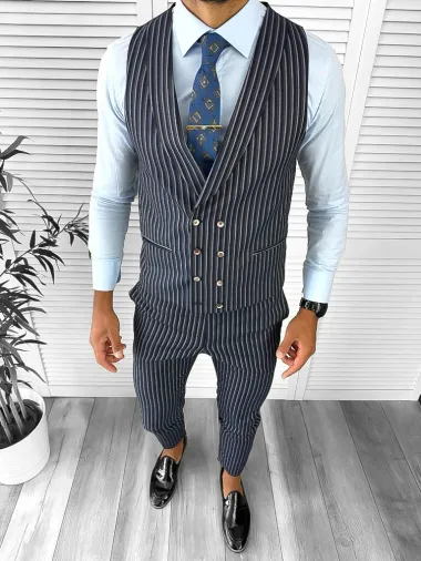 Pantaloni barbati casual regular fit bleumarin 12791 O3-3.1