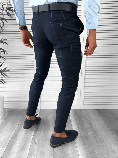 Pantaloni barbati eleganti regular fit bleumarin 11969 D3-1.1