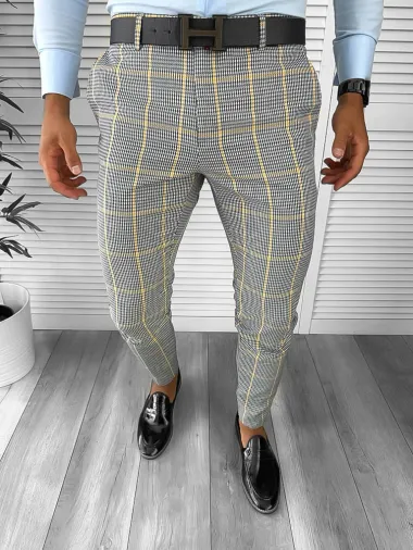 Pantaloni barbati eleganti regular fit carouri 2019 B5-5 E 15-3 