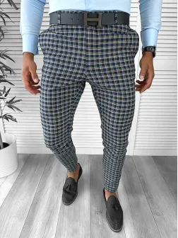 Pantaloni barbati eleganti regular fit carouri B1739 28-4 E~