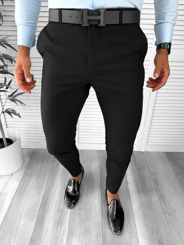 Pantaloni barbati eleganti regular fit negri B1769 E 17-3 ~