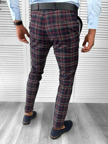 Pantaloni barbati eleganti regular fit carouri B1822 i7-4.1