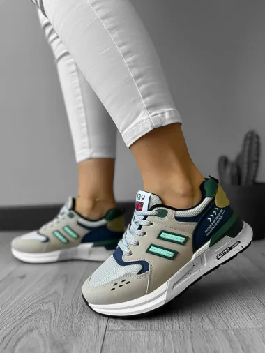 Adidasi dama casual bej cu verde K01 A27-3