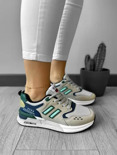 Adidasi dama casual bej cu verde K01 N6-2