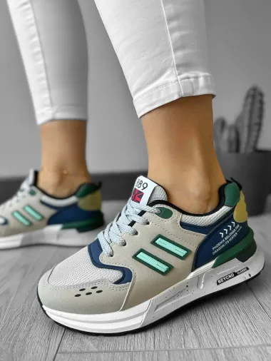 Adidasi dama casual bej cu verde K01 N6-2