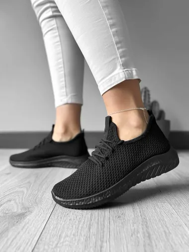 Adidasi dama casual din panza, negri D223 N13-4