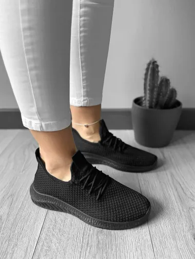 Adidasi dama casual din panza, negri D223 N13-4