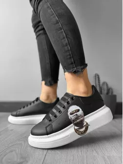 Adidasi dama casual negri cu talpa alba FCL709 N13-2