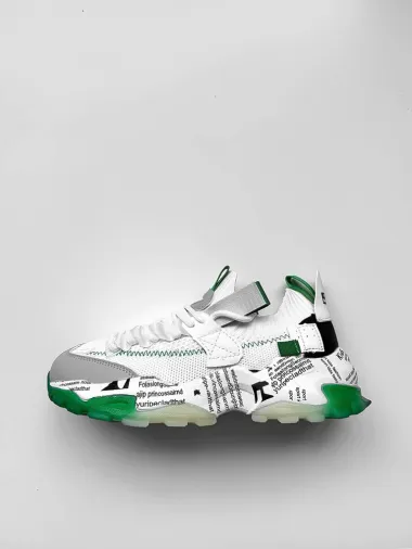 Adidasi dama casual albi cu verde H21 N1-4